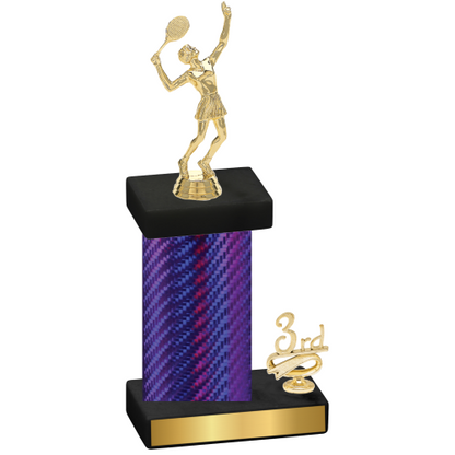 Accented Single Purple Carbon Fiber Third Place Tennis Trophy