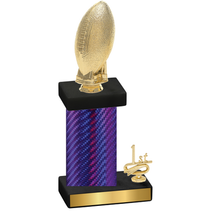 Accented Single Purple Carbon Fiber First Place Football Trophy