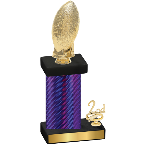 Accented Single Purple Carbon Fiber Second Place Football Trophy