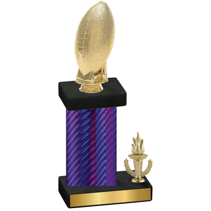 Accented Single Purple Carbon Fiber Victory Football Trophy