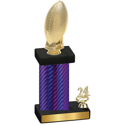 Accented Single Purple Carbon Fiber Year Football Trophy