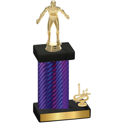 Accented Single Purple Carbon Fiber First Place Wrestling Trophy