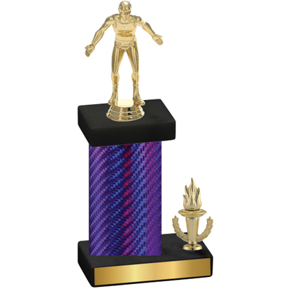 Accented Single Purple Carbon Fiber Victory Wrestling Trophy