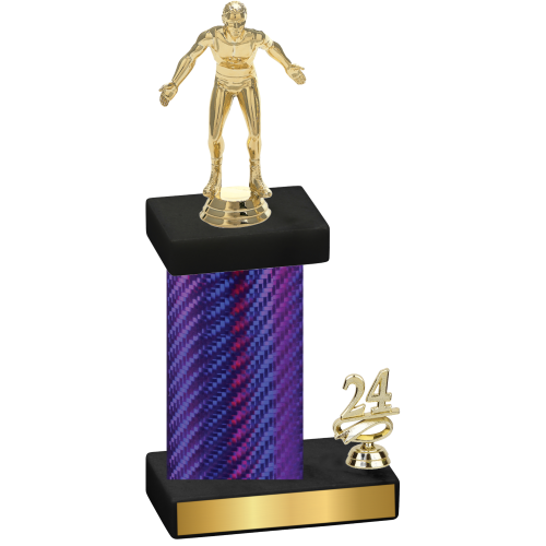 Accented Single Purple Carbon Fiber Year Wrestling Trophy