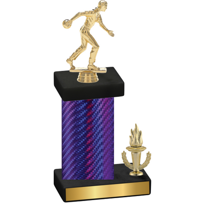 Accented Single Purple Carbon Fiber Victory Bowling Trophy