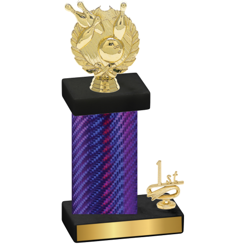 Accented Single Purple Carbon Fiber First Place Bowling Trophy