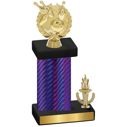 Accented Single Purple Carbon Fiber Victory Bowling Trophy