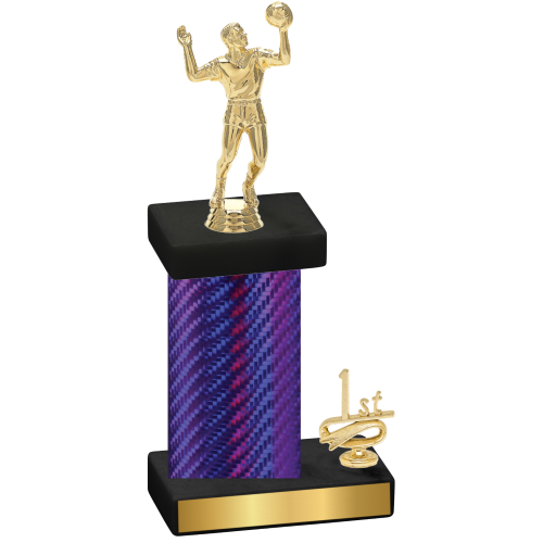 Accented Single Purple Carbon Fiber First Place Volleyball Trophy