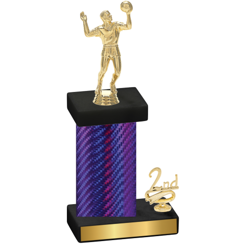 Accented Single Purple Carbon Fiber Second Place Volleyball Trophy