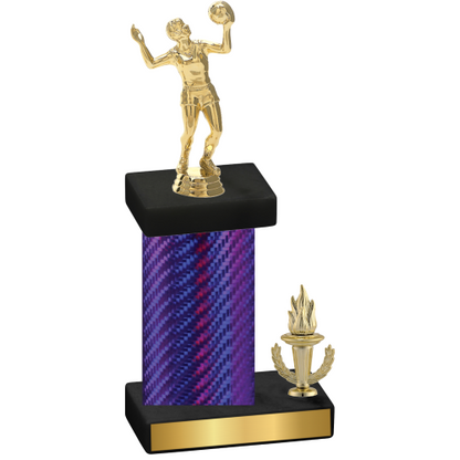 Accented Single Purple Carbon Fiber Victory Volleyball Trophy