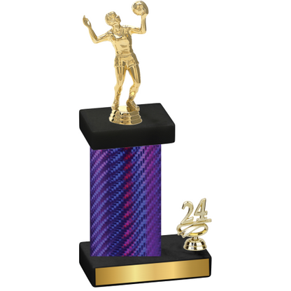 Accented Single Purple Carbon Fiber Year Volleyball Trophy