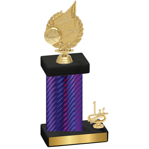 Accented Single Purple Carbon Fiber First Place Volleyball Trophy