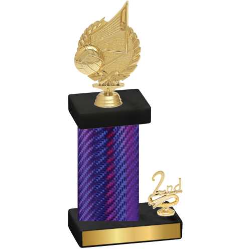 Accented Single Purple Carbon Fiber Second Place Volleyball Trophy