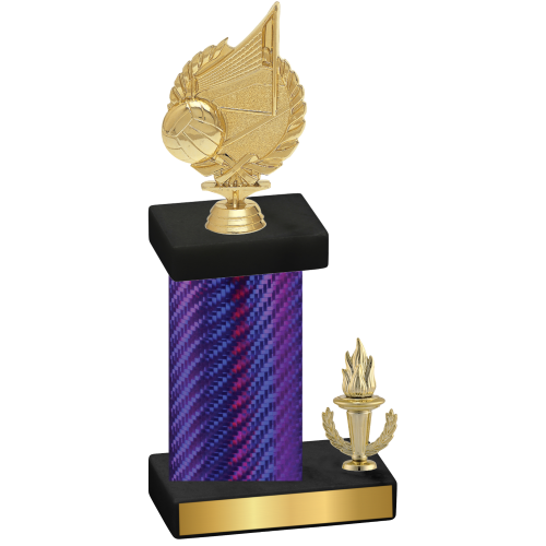 Accented Single Purple Carbon Fiber Victory Volleyball Trophy