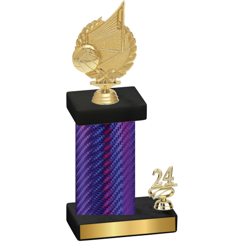 Accented Single Purple Carbon Fiber Year Volleyball Trophy