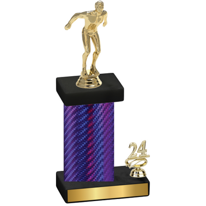 Accented Single Purple Carbon Fiber Year Swimming Trophy