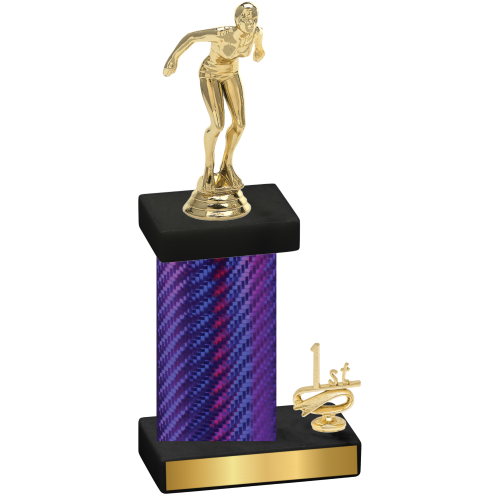 Accented Single Purple Carbon Fiber First Place Tennis Trophy