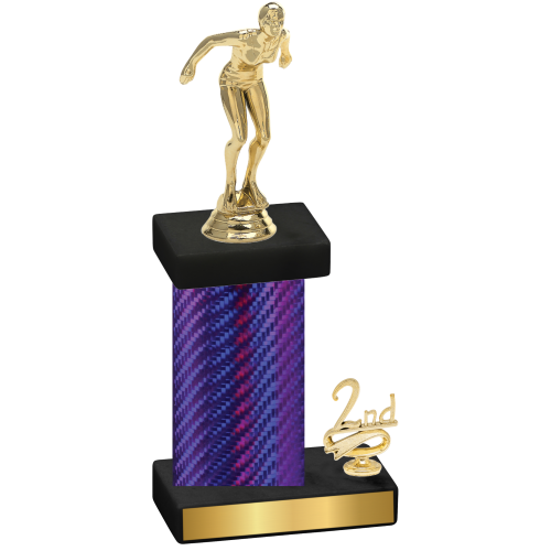 Accented Single Purple Carbon Fiber Second Place Tennis Trophy