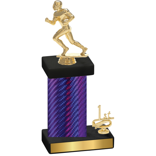 Accented Single Purple Carbon Fiber First Place Football Trophy