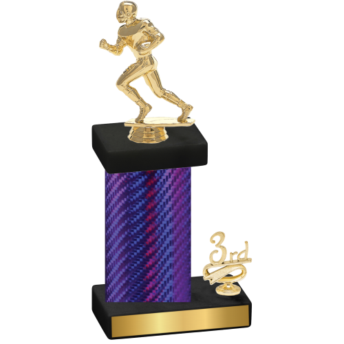 Accented Single Purple Carbon Fiber Third Place Football Trophy