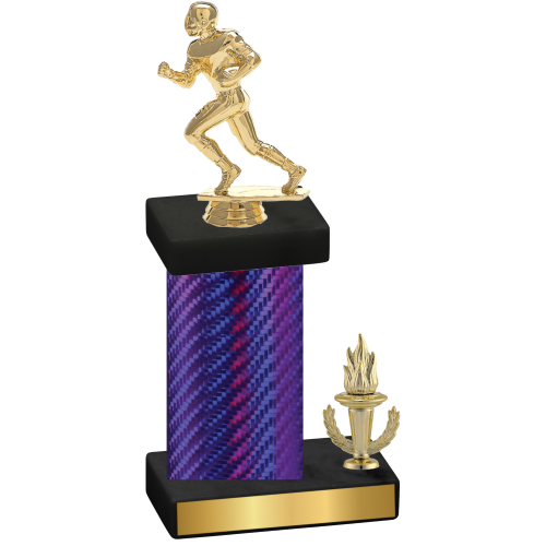 Accented Single Purple Carbon Fiber Victory Football Trophy