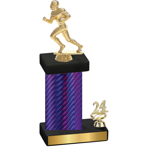 Accented Single Purple Carbon Fiber Year Football Trophy