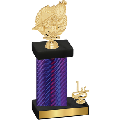 Accented Single Purple Carbon Fiber First Place Swimming Trophy