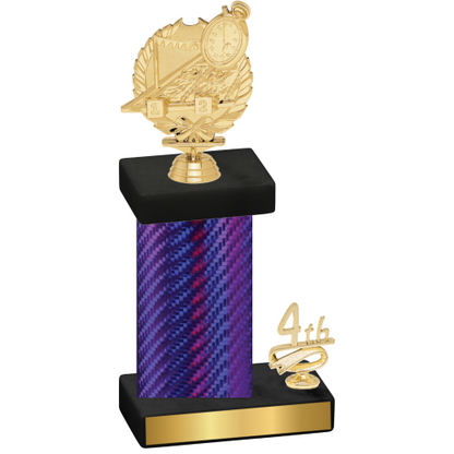 Accented Single Purple Carbon Fiber Fourth Place Swimming Trophy