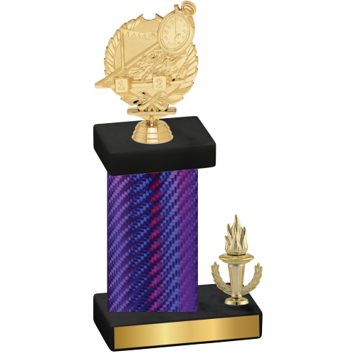 Accented Single Purple Carbon Fiber Victory Swimming Trophy