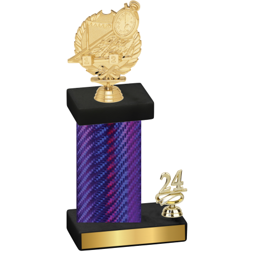 Accented Single Purple Carbon Fiber Year Swimming Trophy