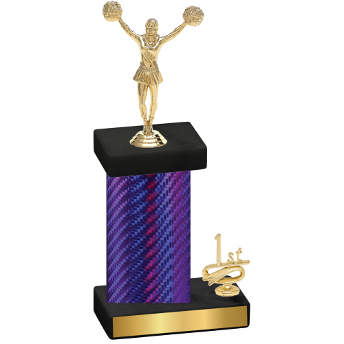 Accented Single Purple Carbon Fiber First Place Cheerleading Trophy