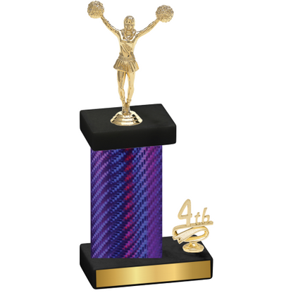 Accented Single Purple Carbon Fiber Fourth Place Cheerleading Trophy