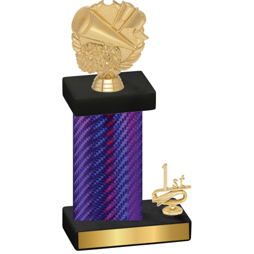 Accented Single Purple Carbon Fiber First Place Cheerleading Trophy