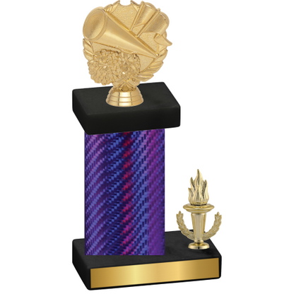 Accented Single Purple Carbon Fiber Victory Cheerleading Trophy