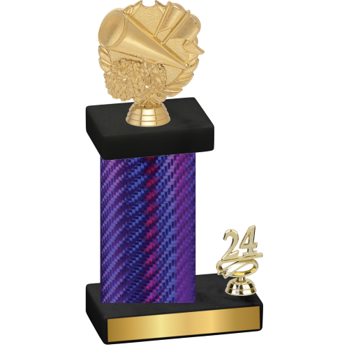 Accented Single Purple Carbon Fiber Year Cheerleading Trophy