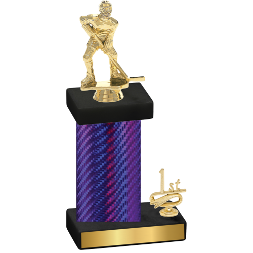 Accented Single Purple Carbon Fiber First Place Hockey Trophy