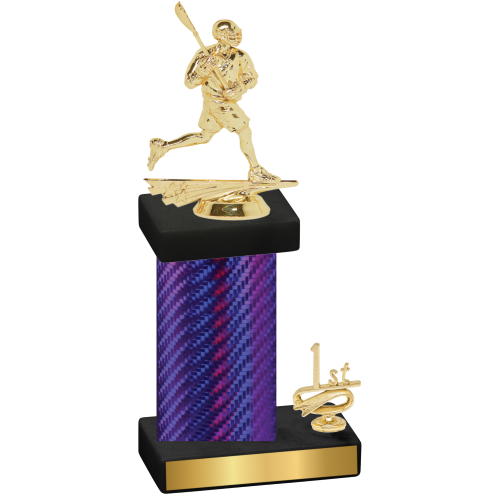 Accented Single Purple Carbon Fiber First Place Lacrosse Trophy