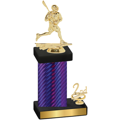 Accented Single Purple Carbon Fiber Second Place Lacrosse Trophy