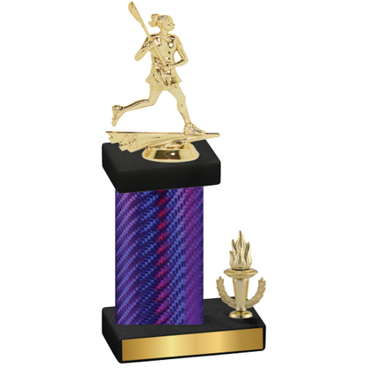 Accented Single Purple Carbon Fiber Victory Lacrosse Trophy