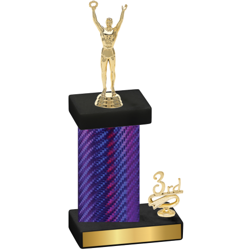 Accented Single Purple Carbon Fiber Third Place Victory Trophy