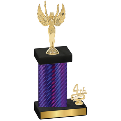 Accented Single Purple Carbon Fiber Fourth Place Victory Trophy