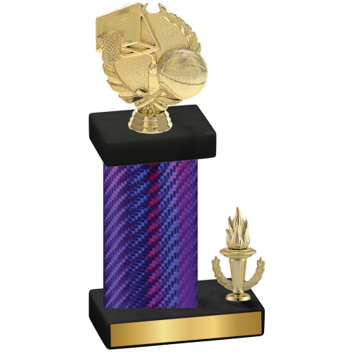 Accented Single Purple Carbon Fiber Victory Basketball Trophy