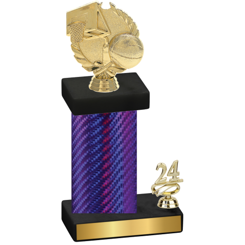 Accented Single Purple Carbon Fiber Year Basketball Trophy