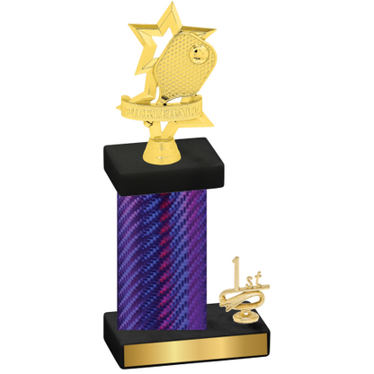 Accented Single Purple Carbon Fiber First Place Pickleball Trophy