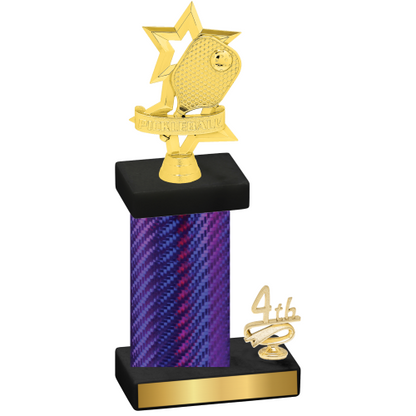 Accented Single Purple Carbon Fiber Fourth Place Pickleball Trophy