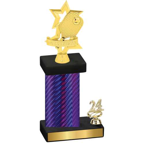 Accented Single Purple Carbon Fiber Year Pickleball Trophy