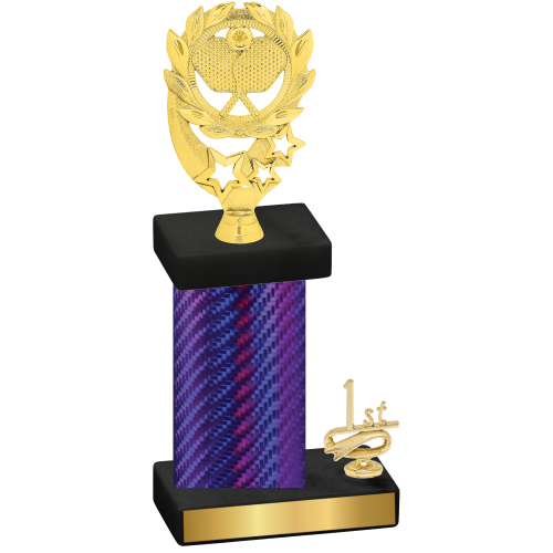 Accented Single Purple Carbon Fiber First Place Pickleball Trophy