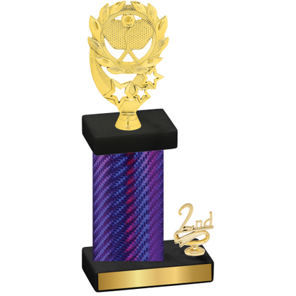 Accented Single Purple Carbon Fiber Second Place Pickleball Trophy