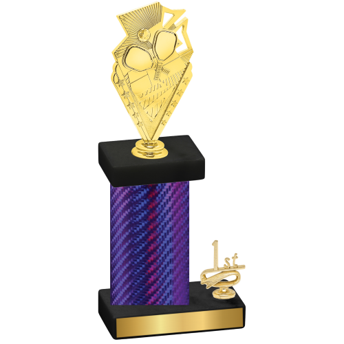 Accented Single Purple Carbon Fiber First Place Pickleball Trophy