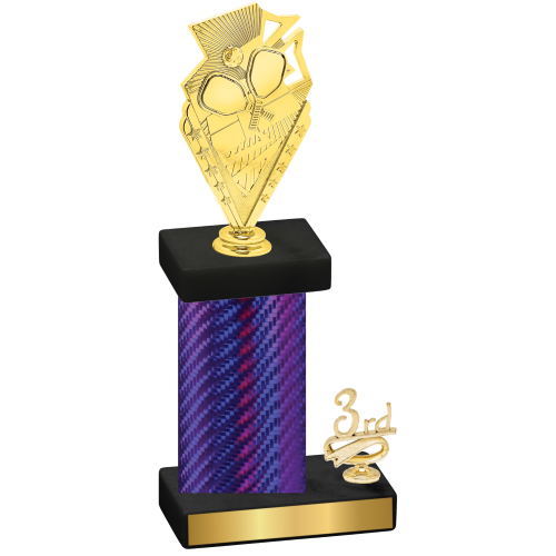 Accented Single Purple Carbon Fiber Third Place Pickleball Trophy